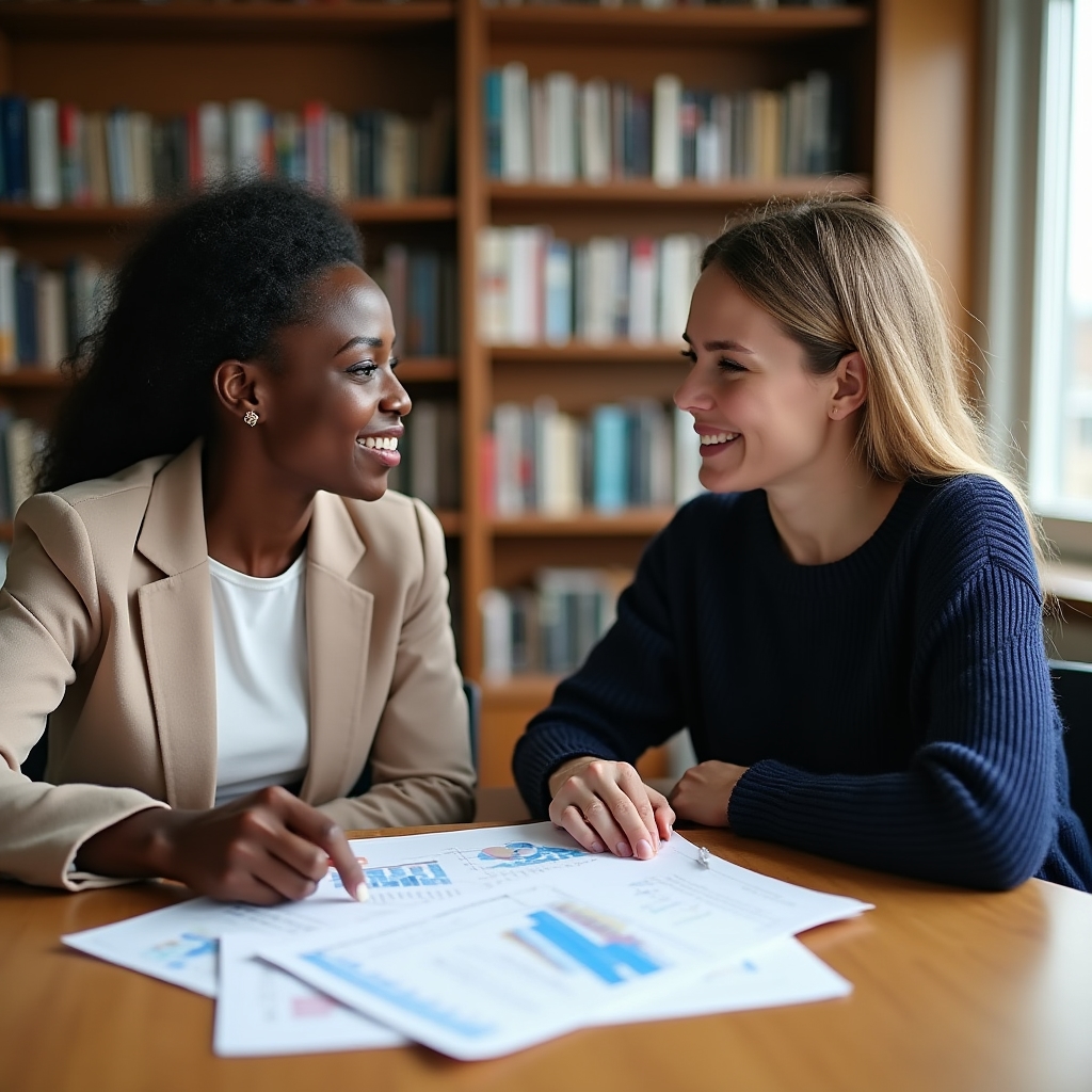 Zwei Studiobetreiberinnen besprechen Mitgliedschaftsmodelle am Tisch